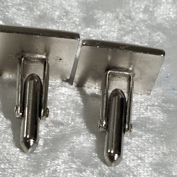 Vintage Swank cuff links 3/4''X3/4" Chrome/Champagne 1.1745 - Picture 5 of 5